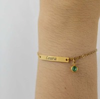 Bracelet personnalisé XM avec barre de pierres de naissance, nom et date, chaîne romantique, cadeau pour meilleure amie, bijoux, cristal des 12 mois