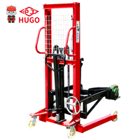 HUGO 450 kg Élévateur de fûts simple électrique pour chariot élévateur, inclinateur de fûts, hauteur de levage max. 1600 mm, angle de rotation 360°, pour fûts de 580-600 mm