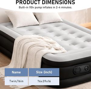 <b>Single</b> Foldable Portable Foam Air Mattress Convertible <b>Inflatable</b> <b>Bed</b> with Built-in Pump Suitable for Outdoor Camping Home Use - Product Image 2