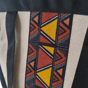 NAWOU Ugandan Handmade Geometric Pattern Fabric <b>Bag</b> <b>Boho</b> Style Women's Canvas Tote - Product Image 5