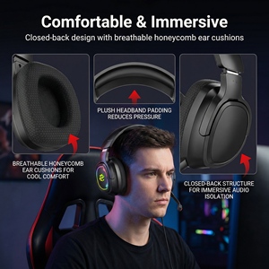 <span class=keywords><strong>Casque</strong></span> de jeu sans fil Jetion 2.4G Tri-mode avec éclairage RGB et connexion filaire pour téléphone portable PJT-DEP2517 - Product Image 4