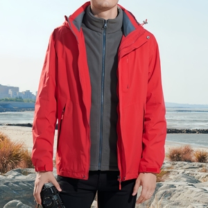 <strong>In</strong> Stock Waterproof Detachable Hardshell Jacket Windproof High Hat Collar Outdoor Coat <strong>Fleece</strong> Lined Jacket - Product Image 3