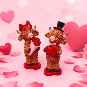 Ornements en résine sur le thème des animaux, <span class=keywords><strong>couple</strong></span> de vaches des Highlands, cadeau transfrontalier pour la Saint-Valentin et les mariages, décoration créative pour la maison - Product Image 4