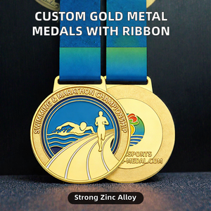 Medaglia in Metallo Dorato 3D con Logo Personalizzato |   Premio Sportivo Scolastico in Metallo Pressofuso con Nastro |   Targa premio e regalo di benvenuto - Product Image 2
