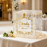 Boîte à cartes de mariage moderne en acrylique détachable avec serrure et guirlande lumineuse, grande boîte à enveloppes transparente pour fêtes et réceptions d'anniversaire