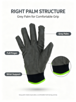 Gants HAIYI personnalisés imperméables avec protection UV, à doigts entiers, sangle de poignet réglable, paume en cuir PU antidérapante, doublure polaire et boucle