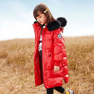 Doudoune chaude d'hiver pour garçon et fille, vêtement brillant, à capuche, de couleur unie, taille mi-longue, nouvelle collection pour enfants - Product Image 5