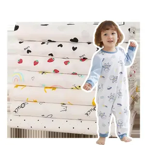 Tecido de algodão e elastano com impressão digital personalizada, tecido respirável para bebês e crianças, estampa sua própria