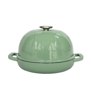 Cloche à pain en fonte émaillée robuste, moule à pâtisserie en fonte émaillée verte avec couvercle bombé pour la cuisson au four domestique - Product Image 2