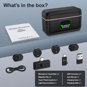 Micrófono inalámbrico de solapa SX21 Pro, con una duración de batería de 40 horas, es adecuado para grabación de video y transmisión en vivo. - Product Image 2