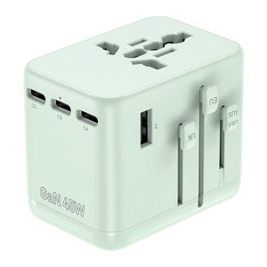 45W GaN Universal Travel <b>Adapter</b> International Power <b>Plug</b> Converter with 4 <b>USB</b>-C + 1 <b>USB</b>-A + 2 AC Ports for EU/UK/US/AU - Product Image 4