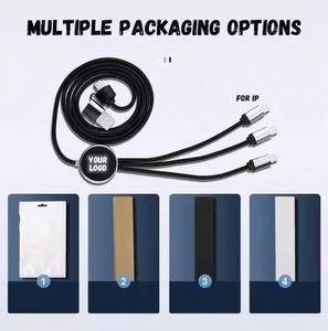 Chargeur universel multi-téléphones à charge rapide, câble USB 3.5 en 1 en nylon avec logo lumineux LED pour cadeau promotionnel d'entreprise - Product Image 6