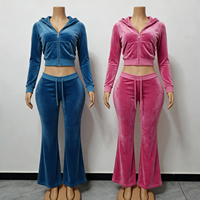 Ensemble de vêtements de détente pour femmes en 2 pièces avec veste à capuche en polaire chaude et pantalon en coton et élasthanne à manches longues, noir, logo personnalisé