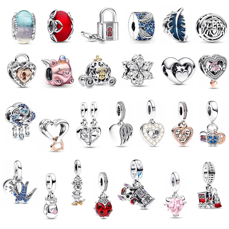 Factory Wholesale new S925 Sterling Silver Mom Heart Love ladybug pendants charm diy mother's day gif pendants