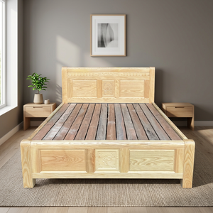 Modern Durable <b>Oak</b> Platform Single Bed with Storage and Soft Wall Panel Design Size 1m-2m for Home Furniture - Product Image 3