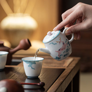 Guanlan Teapot Porcelain Miniature With Lid Deer Cloud Design For Kung Fu <b>Tea</b> <b>Set</b> - Product Image 2