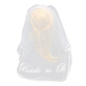 Velo da sposa a due strati bianco lungo per le spose elegante decorazione di nozze - Product Image 3