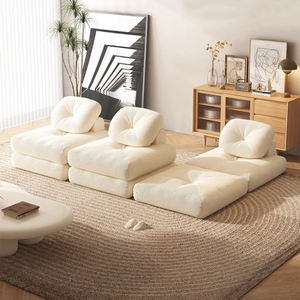 Juego de sofá crema de tela Silence Wind, sofá cama Tatami con módulo extraíble y sin reposabrazos para uso en la sala de estar - Product Image 1