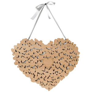 Libro de invitados de boda con forma de corazón, decoración con marco aternativo, libro rústico de madera dulce, suministros de boda para invitados - Product Image 1