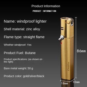JD241A Modern Design Metal <strong>Lighter</strong> Long Strip Inflatable Windproof Direct Fire Lock for Business Gifts Men's Wholesale - Product Image 2