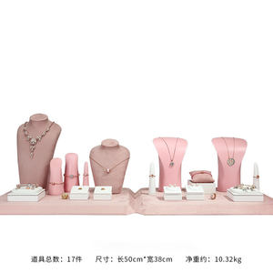 Microfiber <b>Display</b> <b>Stand</b> Full Set Jewelry <b>Display</b> Props Custom Pink Jewelry <b>Display</b> Rack Set - Product Image 6