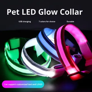 Collare per Cani LDE Luminoso Ricaricabile in Poliestere, Monocromatico, Riflettente per Passeggiate Notturne - Product Image 2