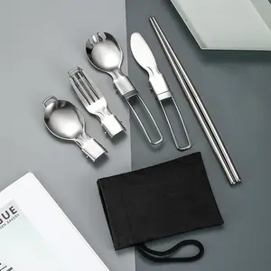 C088 peralatan makan portabel luar ruangan pabrikan sendok garpu berkemah peralatan makan lipat harga rendah