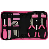 26pcs de regalo Rosa kit de herramienta de la señora de las mujeres conjunto de herramientas con lona bolso de la cremallera para herramienta de promoción kit