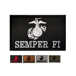 Patch en caoutchouc brodé Semper Fi avec fixation auto-agrippante et thermocollante, badge tactique pour chapeaux - Product Image 1