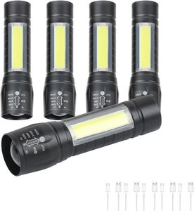 Mini <b>Rechargeable</b> LED <b>Flashlight</b> High Bright Zoom Multifunction Light Weight ABS Body Camping 300-500m Range 360 Lumens 12+ - Product Image 2