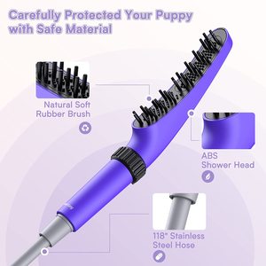 Accessoire de <span class=keywords><strong>douche</strong></span> pour chien, brosse de bain pour chien à 4 réglages pour le lavage, le récurage, le massage et le toilettage des chiens - Product Image 3
