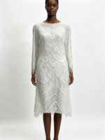 Tissu KC |   Tissu en dentelle perlée blanc pur polyester/coton respirant et résistant à l'abrasion pour robe de mariée brodée de sequins