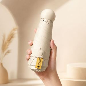 Parapluie de poche mini capsule 5 plis OEM avec logo personnalisé, revêtement noir UPF50, 235g, pour femme, voyage, marque publicitaire - Product Image 1