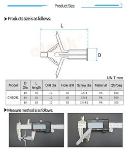 Анкеры-бабочки Elehk PA для гипсокартона, пластиковые анкеры-бабочки для крепления в стене - Product Image 6