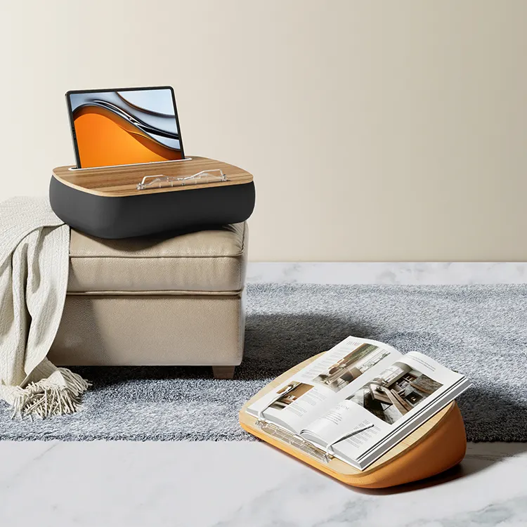 Meja Lap kayu dengan tas bantal lembut, dudukan Laptop portabel untuk tempat tidur Sofa, nampan Lap multifungsi untuk membaca dudukan buku