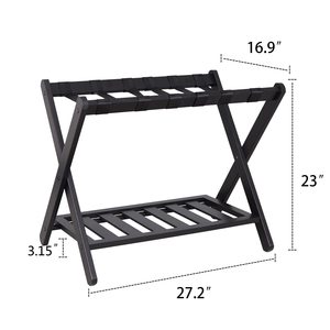 <span class=keywords><strong>Porte</strong></span>-bagages en bambou de couleur personnalisable pour chambre d'amis, chambre à coucher, chambre d'hôtel avec étagère - Product Image 2
