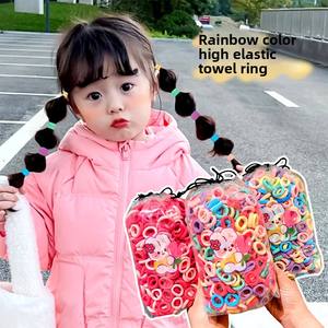 新款 100 件/袋 儿童可爱糖果卡通彩色纯色弹力发带 女孩可爱橡皮筋 儿童发带 - Product Image 3