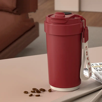 Vaso de viaje de acero inoxidable de 420ml, pantalla LED de temperatura inteligente, taza de café aislada, botella de agua, botella termo con asa de cuerda