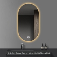 Зеркало LED-подсветка овальной формы с функцией антизапотевания, изготовленное на заказ производителем |   Сенсорный экран с 3-цветной регулировкой яркости, водонепроницаемый IP44, безрамочный, в стиле середины века, для спальни