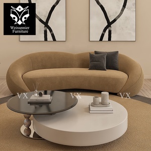 Sofá Curvo Moderno <span class=keywords><strong>de</strong></span> Lujo Directo <span class=keywords><strong>de</strong></span> Fábrica, Tapizado en Tela Beige, Estilo Europeo, Sofá Seccional, Sofá <span class=keywords><strong>de</strong></span> Dos Plazas para Villa - Product Image 3