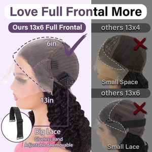 Perruques Jerry Curls Full Frontal 13x6 en dentelle HD, 100% cheveux humains, pré-épilées, sans colle, courtes, bouclées, ondulées, style bob pour femmes noires - Product Image 4