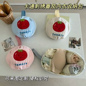 Cartoon Embroidered Tomato Underwear <b>Storage</b> Bag Large Capacity Portable Hanging <b>Clothes</b> Organizer For Travel - Product Image 2