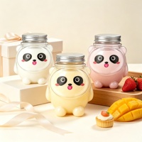 Botellas de Plástico PET Transparentes Desechables de 500 ml con Diseño de Animales de Dibujos Animados, Impresas con Serigrafía, Lindas Botellas de Panda para Té de Burbujas, Venta al por Mayor