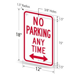 Interdiction <span class=keywords><strong>de</strong></span> <span class=keywords><strong>stationnement</strong></span> à tout moment, panneau <span class=keywords><strong>de</strong></span> signalisation routière en aluminium robuste 12x18, résistant à la rouille, protégé contre les UV, réfléchissant pour extérieur - Product Image 2