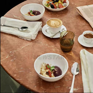 Custom Stone Furniture <strong>Round</strong> Marble <strong>Table</strong> Rosso Alicante Coralito Red Marble <strong>Dining</strong> <strong>Table</strong> High Natural Marble Top <strong>Dining</strong> <strong>Table</strong> - Product Image 4