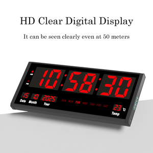 New 25 inch lớn hiển thị <span class=keywords><strong>LED</strong></span> kỹ thuật số Đồng hồ điện tử với lịch tuần nhiệt độ hợp kim nhôm khung đồng hồ treo tường - Product Image 2