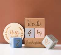 Nouveau Folk Art Style en bois jalon disques bébé photographie accessoires pour nouveau-né mois pin bébé douche cadeau Photo accessoire