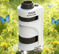 Microscopio de Bolsillo, Kit de Ciencia para Niños, 60-120x, Educativo, Mini Microscopio de Mano con Luz LED, Juguete STEM para Niños, IP65, 3 Años