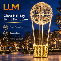 Sculpture lumineuse festive, ballon à air chaud de 450 cm de haut, sculpture lumineuse avec structure en aluminium pour motif de Noël