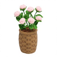Fleurs artificielles miniatures en laine micro-crochétées faites à la main, broderie de fils, mini roses, décoration intérieure, cadeaux de fêtes, photo